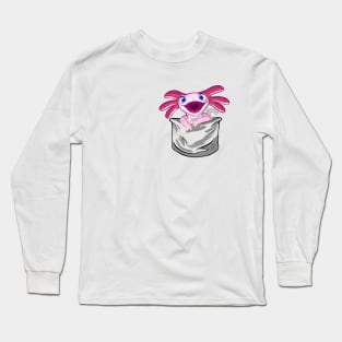 Axolotl Pocket Cute Pink Long Sleeve T-Shirt